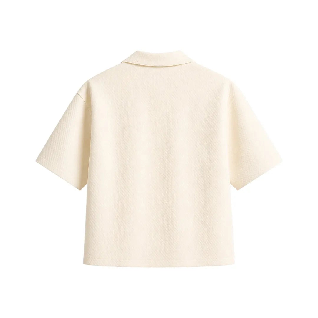 Gift Expression Inc Minimal Beige Short Sleeve Shirt Medium Size