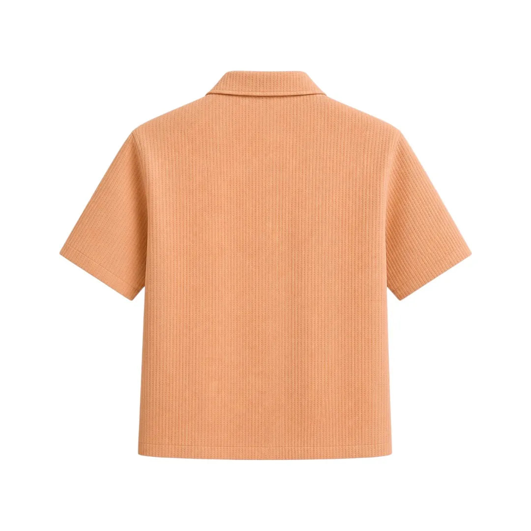Gift Expression Inc Ribbed Peach Zip Up Casual Shirt Medium Size