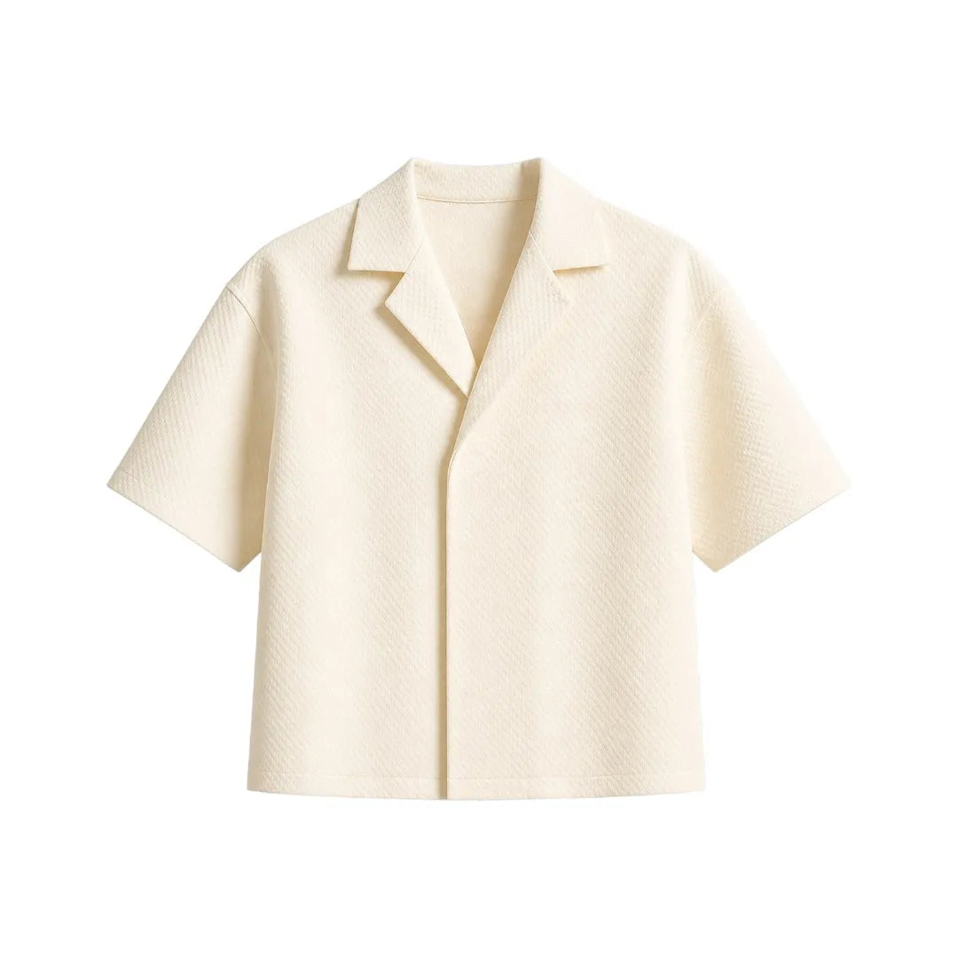 Gift Expression Inc Minimal Beige Short Sleeve Shirt Medium Size