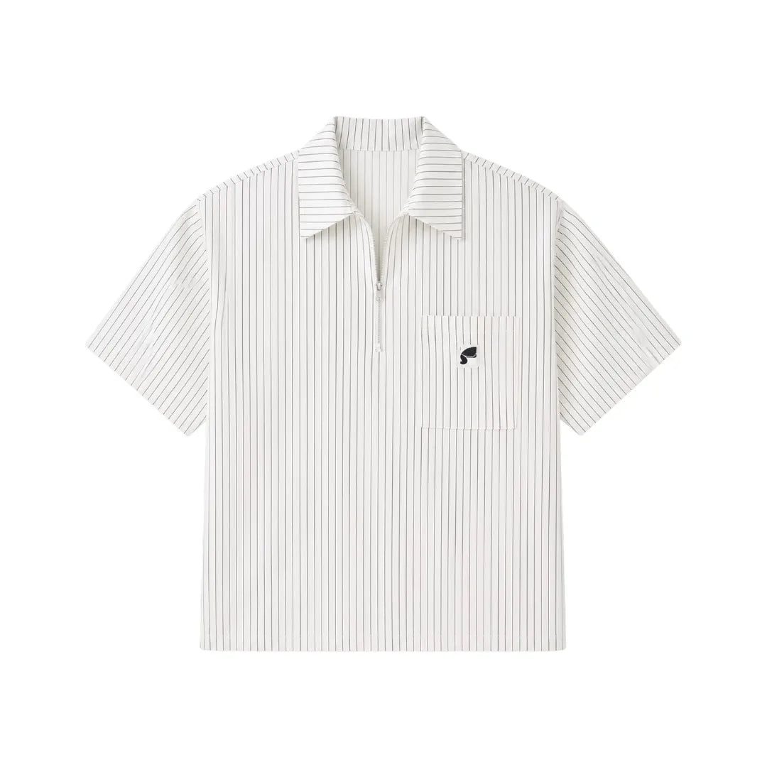 Gift Expression Inc Modern White Striped Casual Polo Medium Size