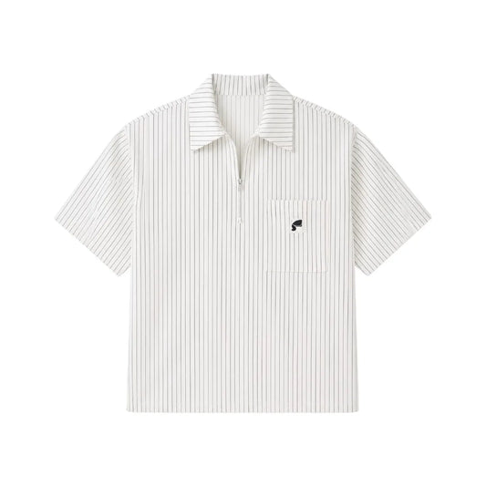 Gift Expression Inc Modern White Striped Casual Polo Medium Size