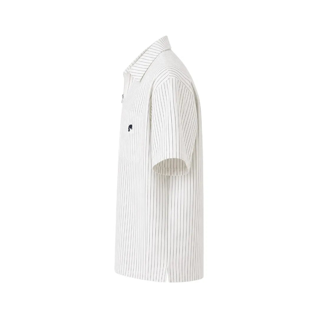 Gift Expression Inc Modern White Striped Casual Polo Medium Size