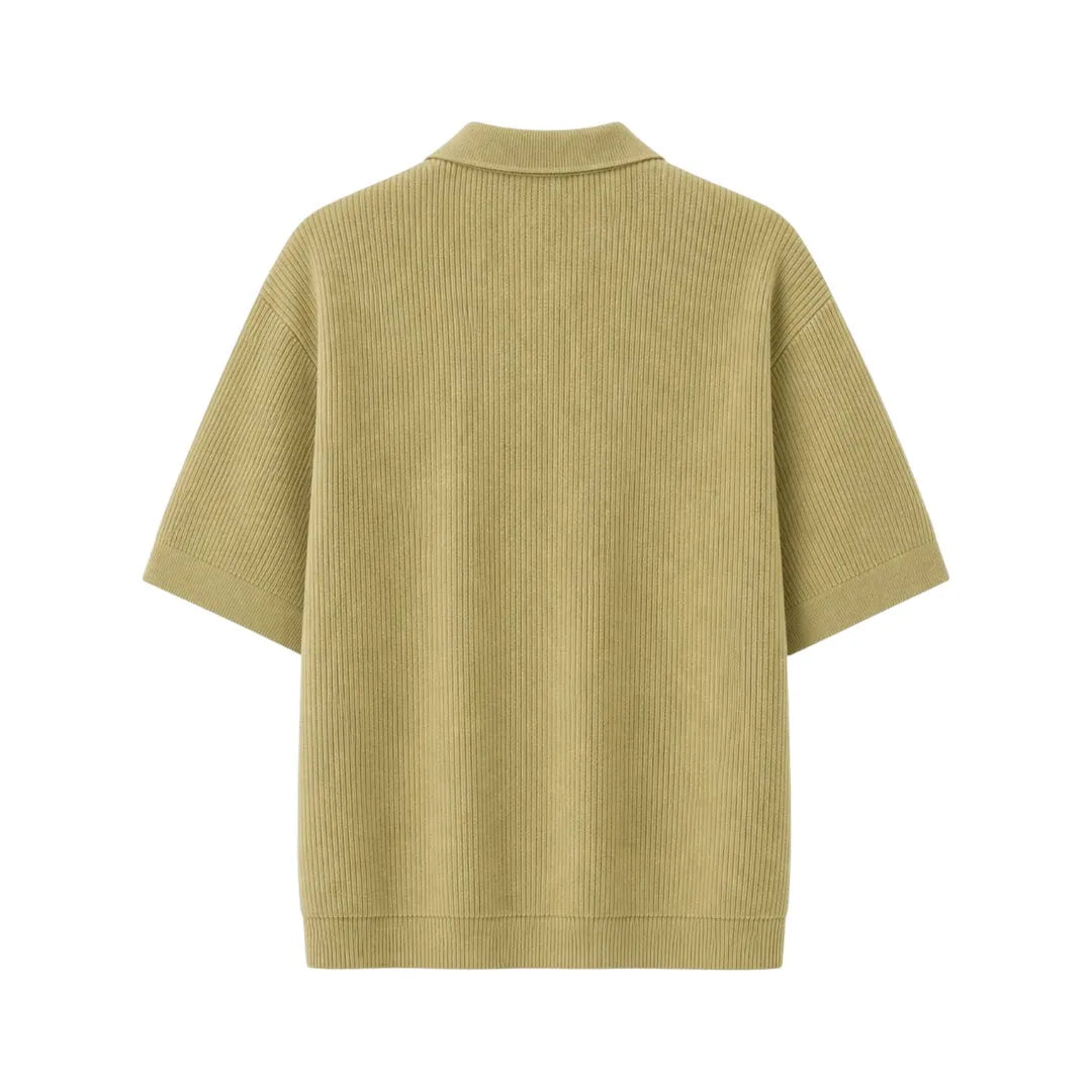 Gift Expression Inc Ribbed Knit Zip Collar Polo Shirt Medium Fit