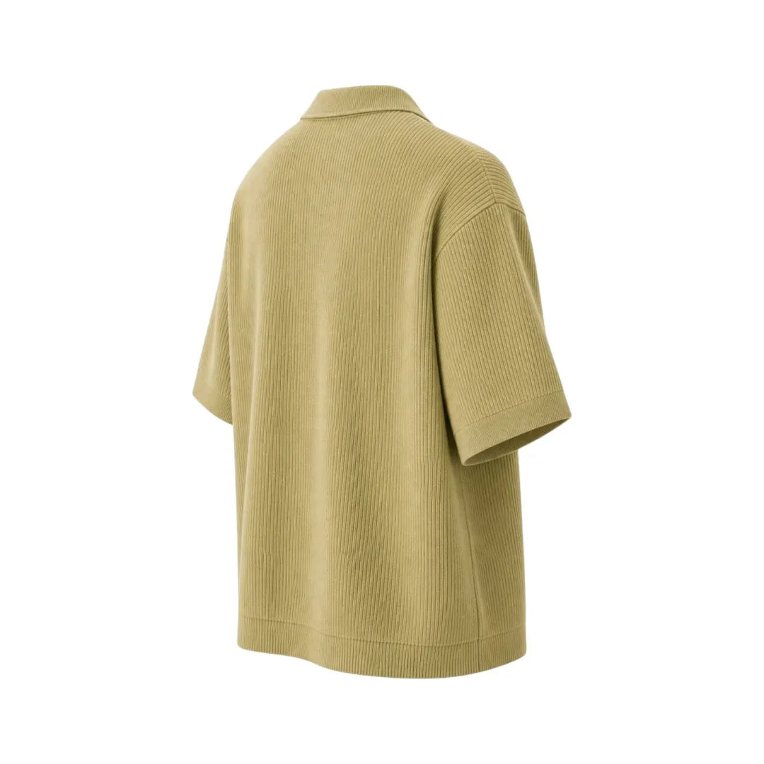Gift Expression Inc Ribbed Knit Zip Collar Polo Shirt Medium Fit