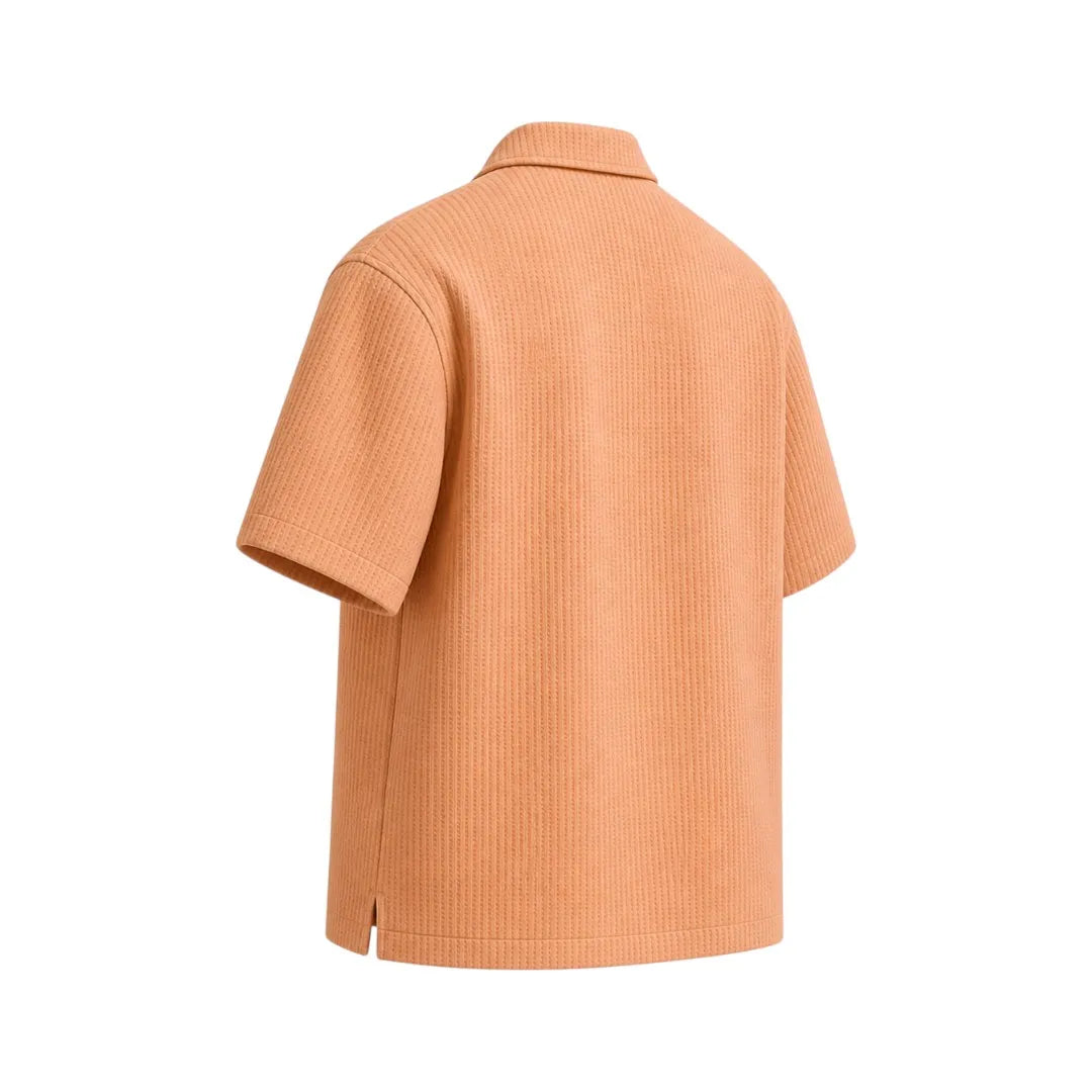 Gift Expression Inc Ribbed Peach Zip Up Casual Shirt Medium Size
